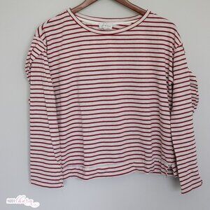 Red and White Stripe Boat Neck Top